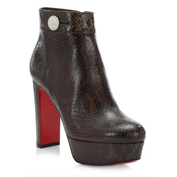 Christian Louboutin Janis Boot Alta 120 Dark Brown Platform Ankle Heel Boot 37 - Picture 3 of 12